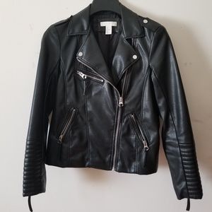 H&M Black Faux Leather Moto Jacket